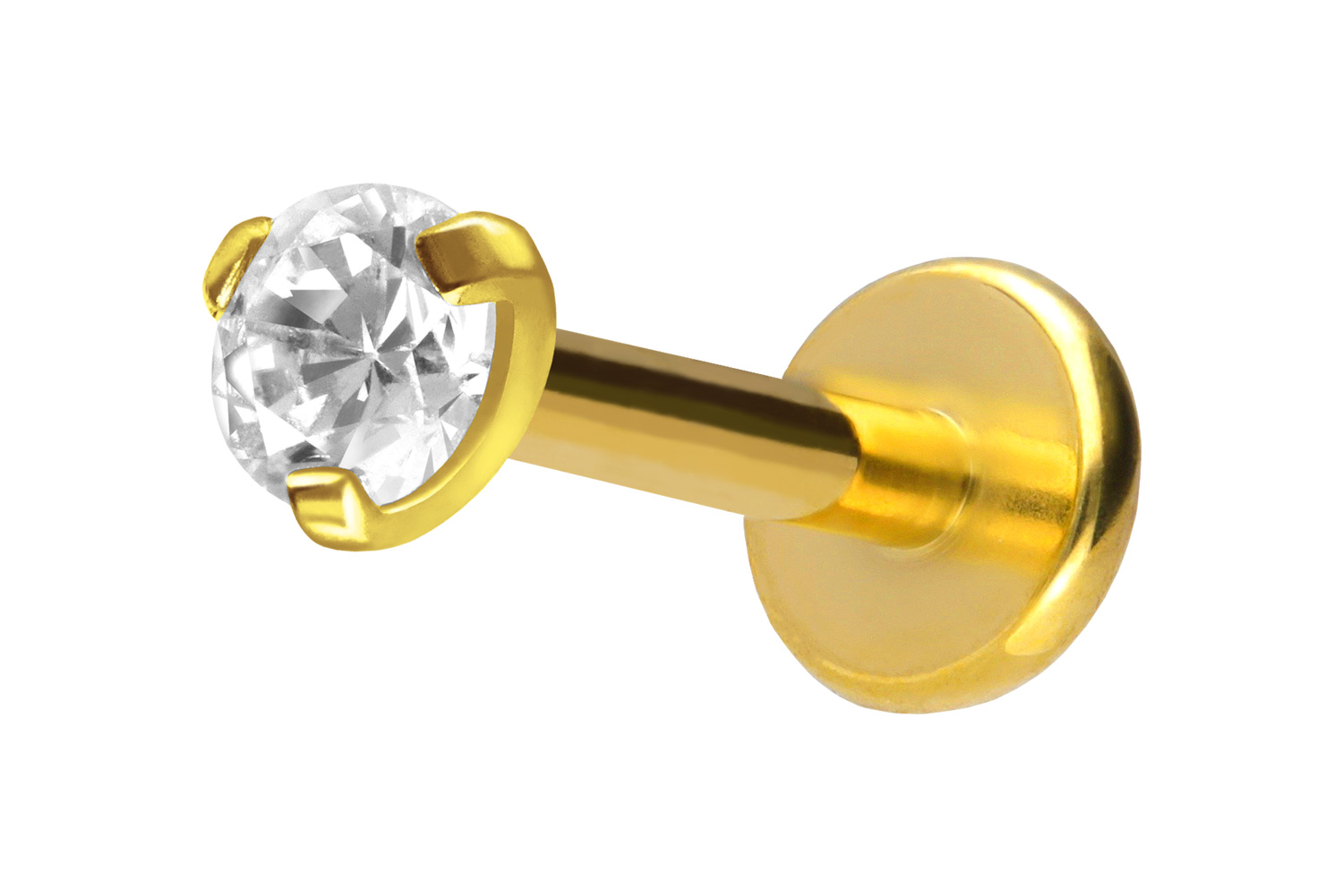 Titan Labret Piercing mit Innengewinde EINGEFASSTER KRISTALL